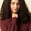 Pull col montant manches longues bordeaux femme