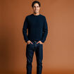 Pull manches longues fabriqué en France bleu marine homme