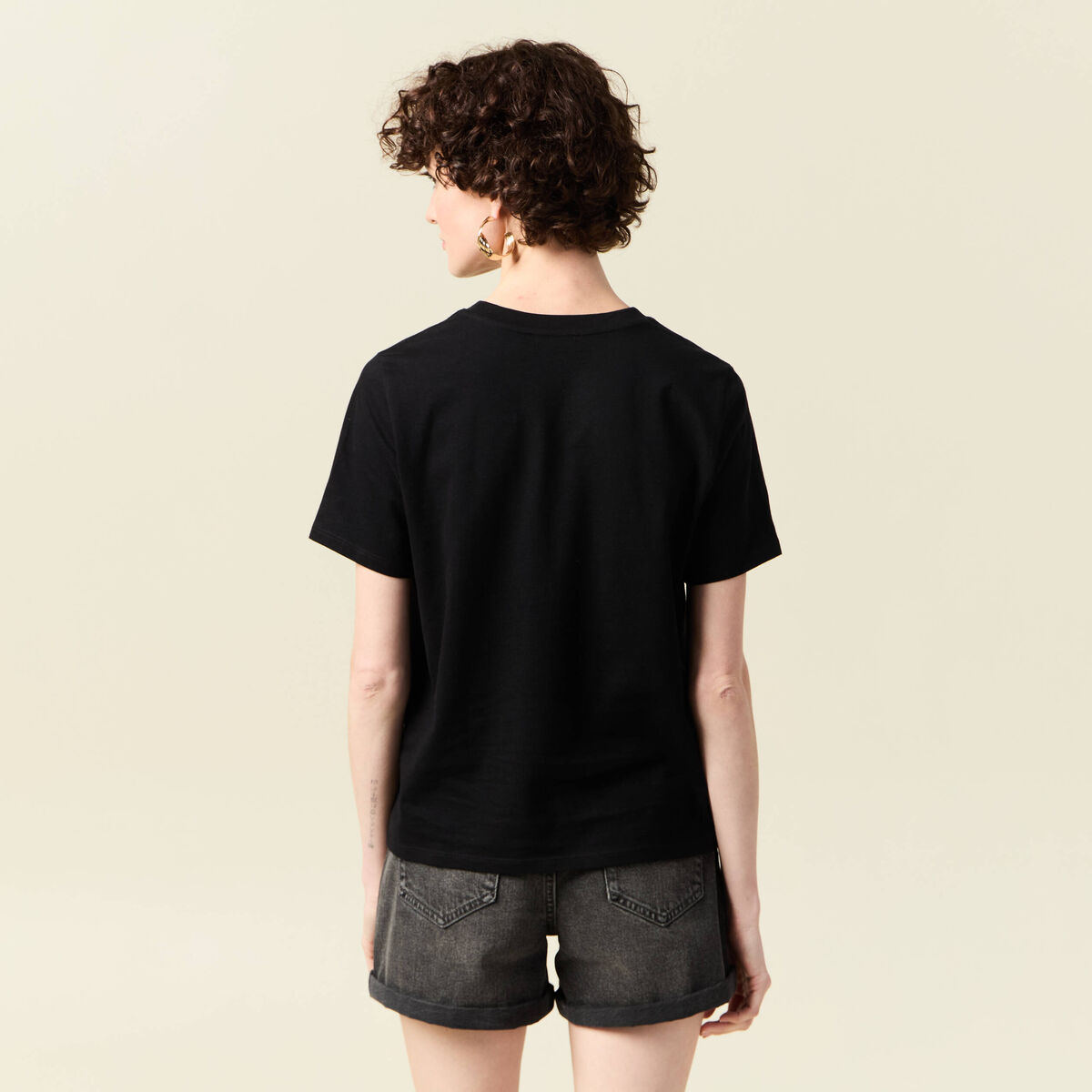 T-shirt manches courtes noir femme