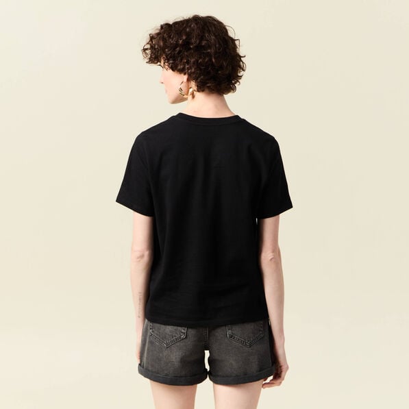 t shirt manches courtes noir femme T-shirt manches courtes noir femme