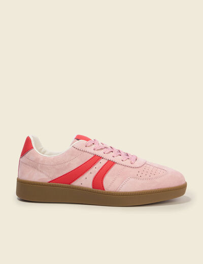 Basket en croute de cuir rose clair femme