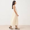 Robe en coton &agrave; bretelles col carr&eacute; ivoire femme