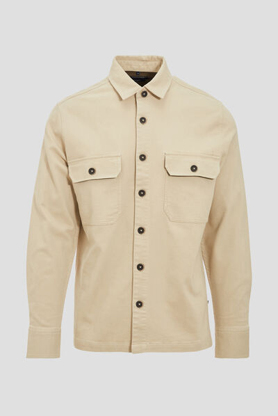 Surchemise manches longues beige homme