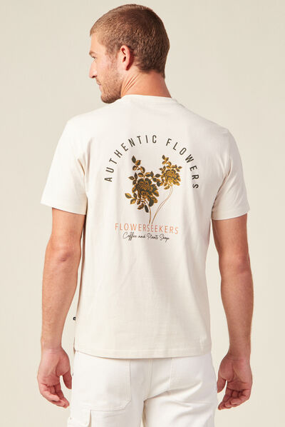 T-shirt manches courtes ecru homme