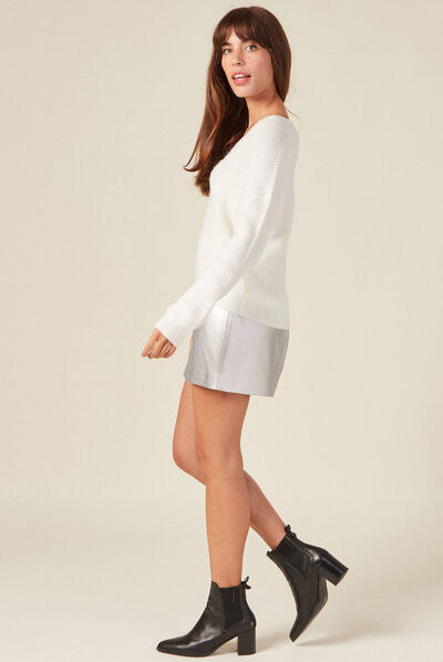 Pull éco-responsable ecru femme