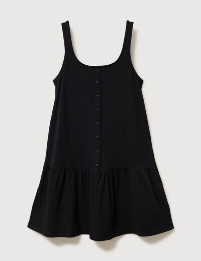 Robe sans manches en maille col rond noir femme