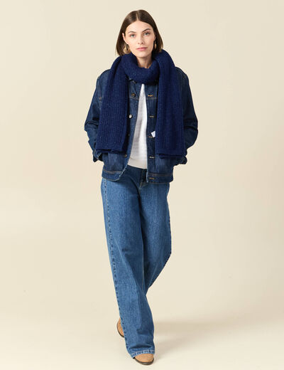 Pull col bateau manches longues en coton blanc femme