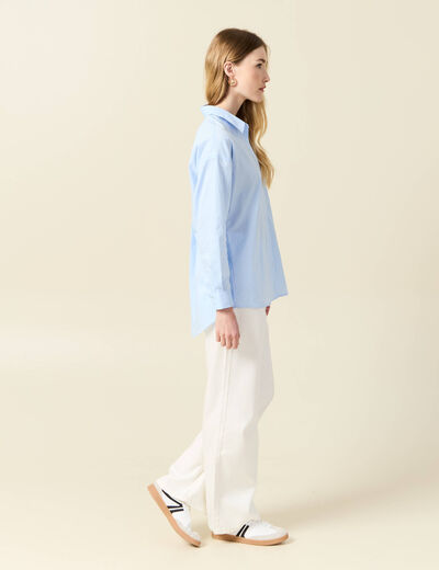 Chemise manches longues bleu ciel femme