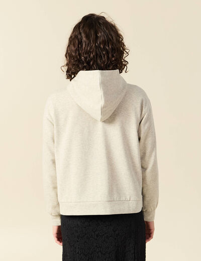Sweat &agrave; capuche manches longues brillant gris femme