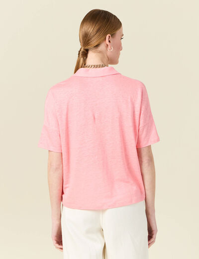 Chemise manches courtes rose femme