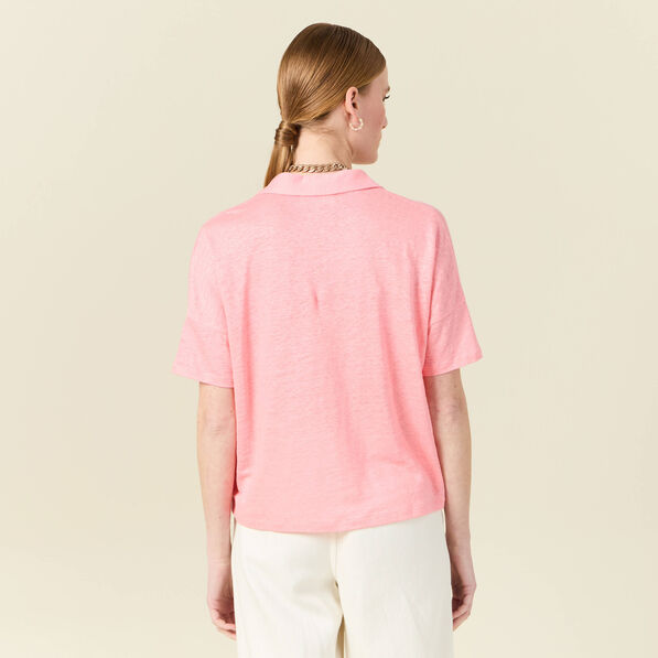 Chemise manches courtes rose femme