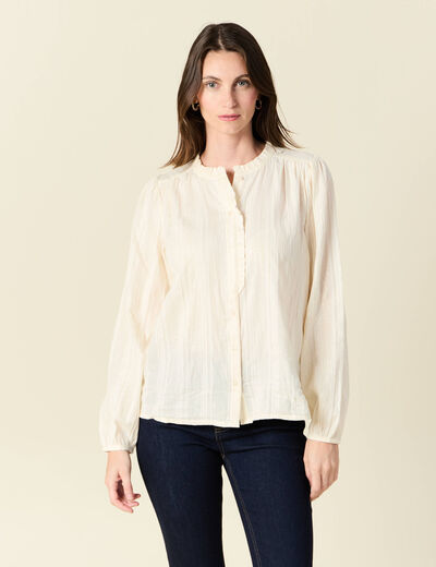 Chemise manches longues creme femme