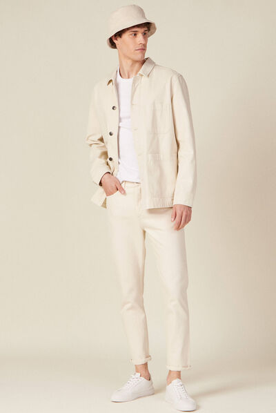 Jeans slim 5 poches denim blanc homme