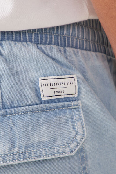 Jeans battle taille élastiquée denim bleach homme