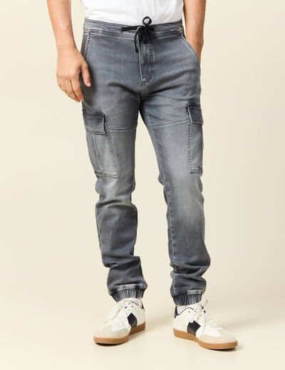 Jeans jogger battle denim gris homme