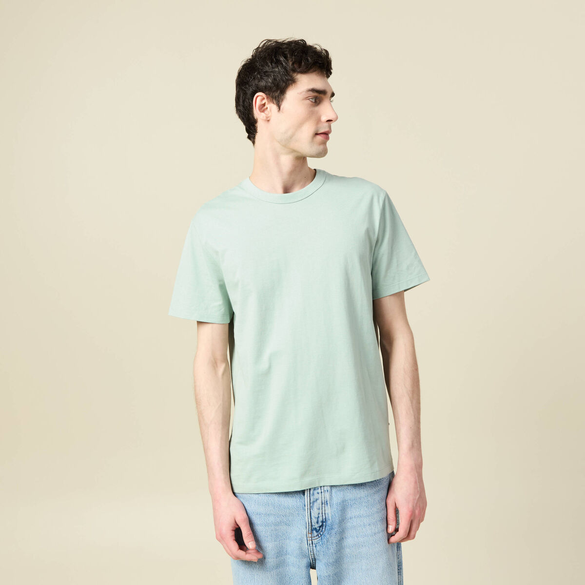 T-shirt en coton manches courtes vert pastel homme