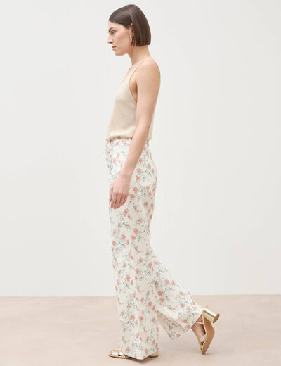 Pantalon boot cut flare taille haute blanc femme