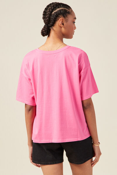 T-shirt manches courtes rose fushia femme