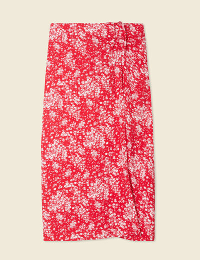 Jupe longue portefeuille rouge femme