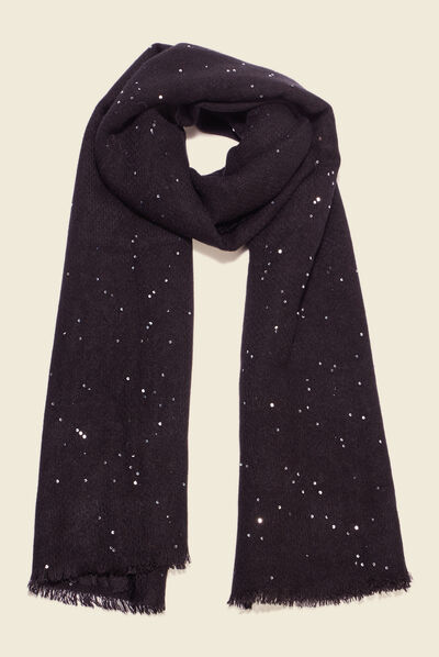 Écharpe à sequins noir femme
