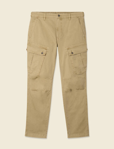 Pantalon cargo droit beige homme