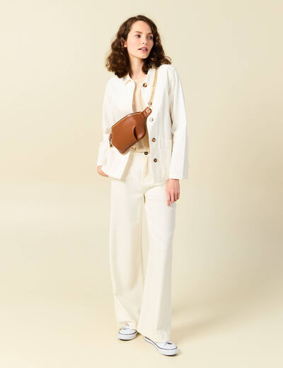 T-shirt manches courtes creme femme