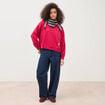 Sweat droit col rond manches longues rouge clair femme