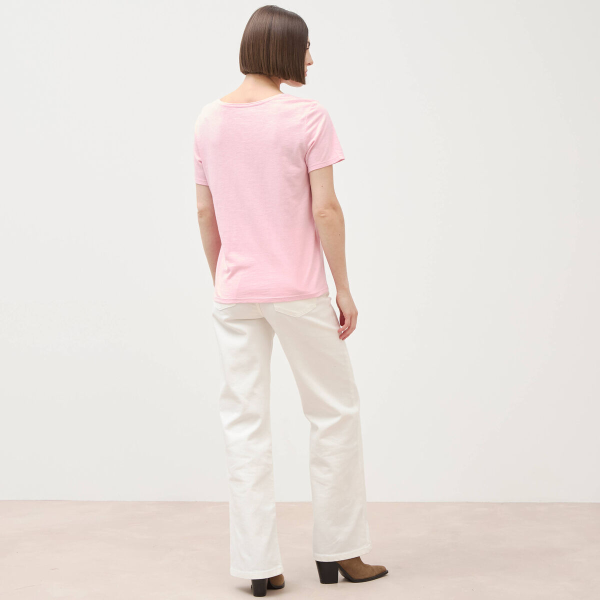 T-shirt manches courtes rose clair femme