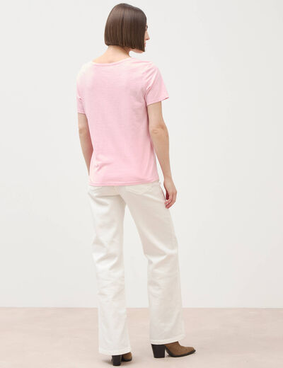 T-shirt manches courtes rose clair femme
