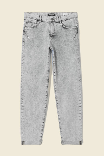 Jeans girlfriend 5 poches denim snow bleu femme