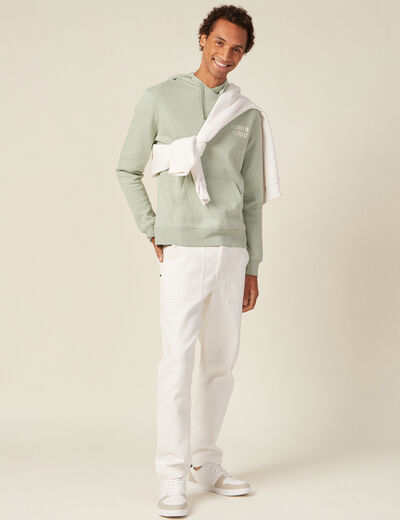 Sweat à capuche vert olive homme