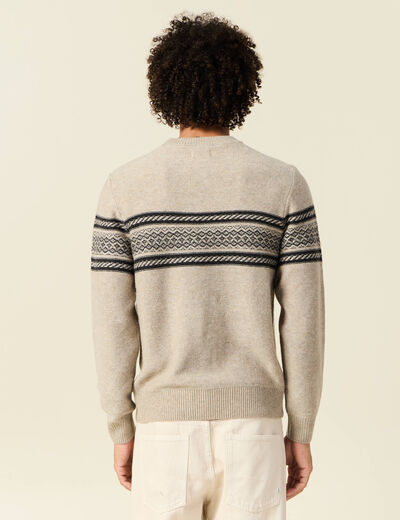 Pull manches longues beige homme
