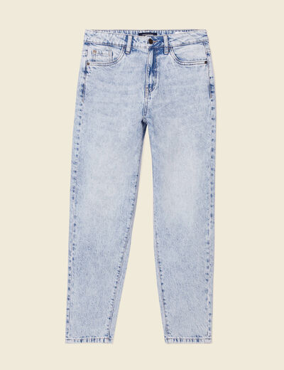 Jeans mom 7/8ème denim snow bleu femme