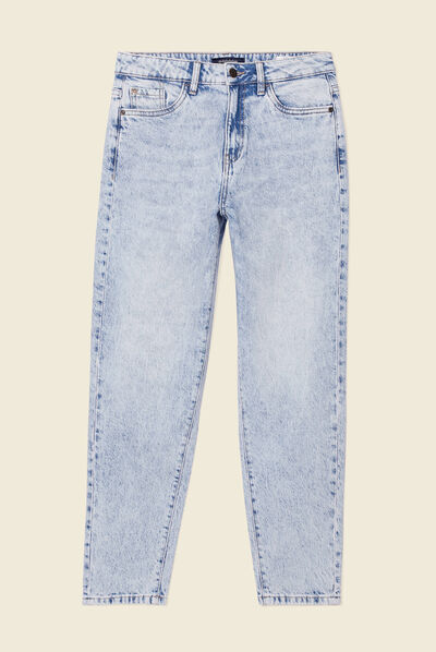 Jeans mom 7/8ème denim snow bleu femme