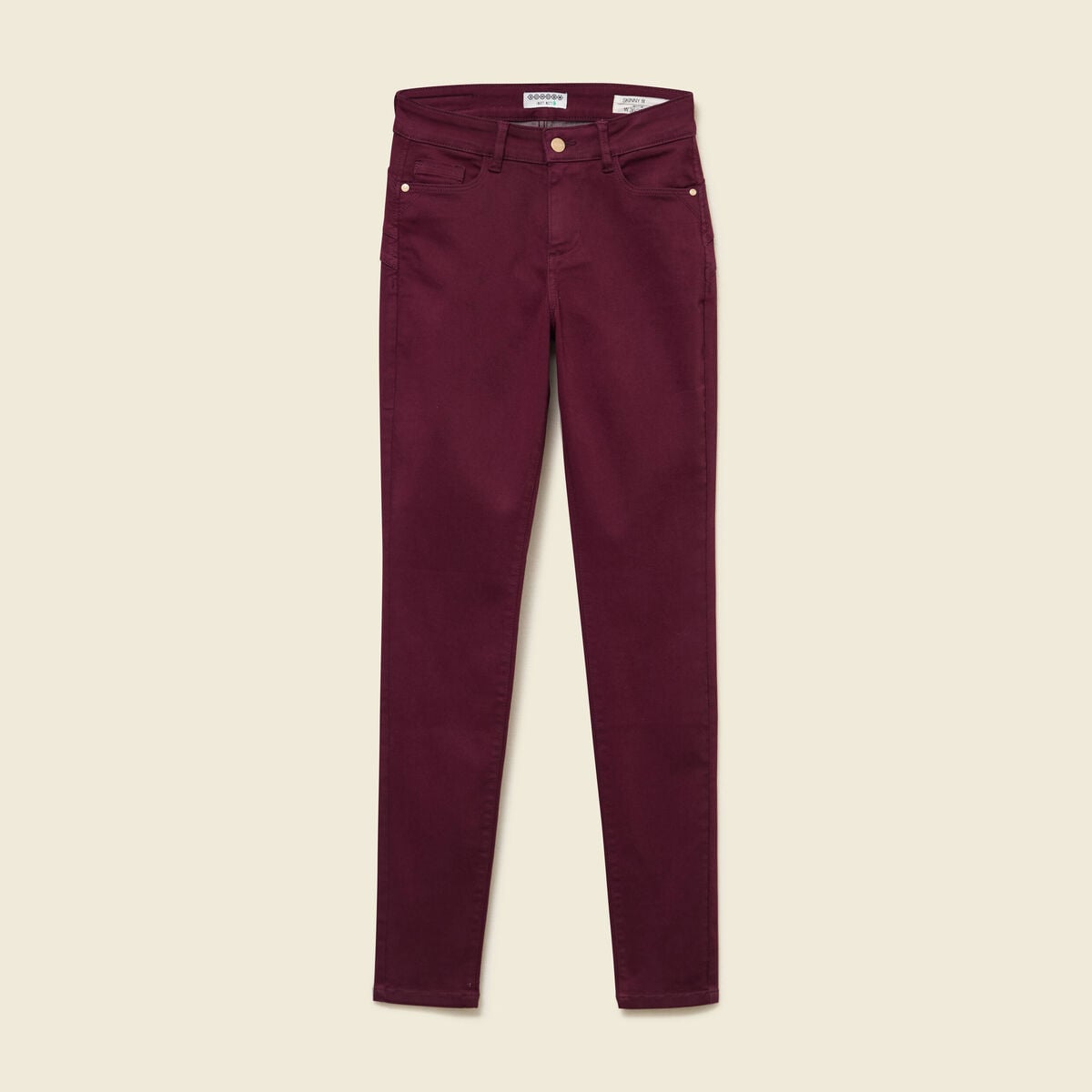 Pantalon skinny push-up taille standard prune femme