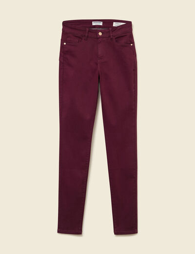 Pantalon skinny push-up taille standard prune femme