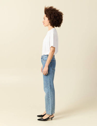 Jeans taille haute avec strass denim used femme