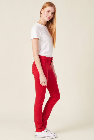 Pantalon slim rouge foncé femme