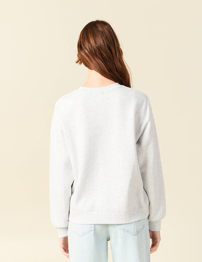 Sweat droit court manches longues gris femme