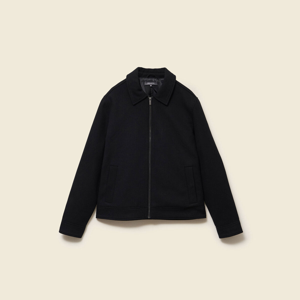 Veste oversize courte col classique noir homme