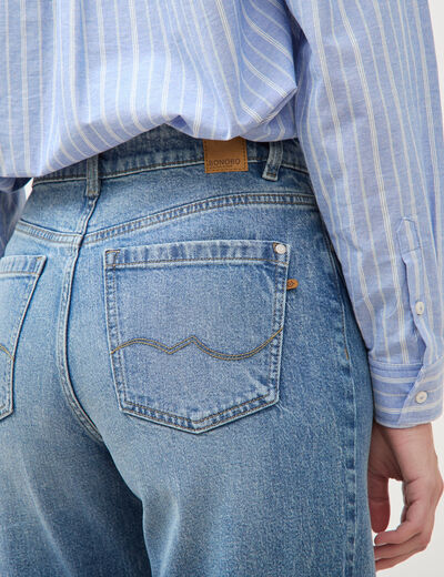 Jeans large taille haute denim stone femme