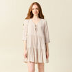 Robe évasée manches 3/4 blanc femme