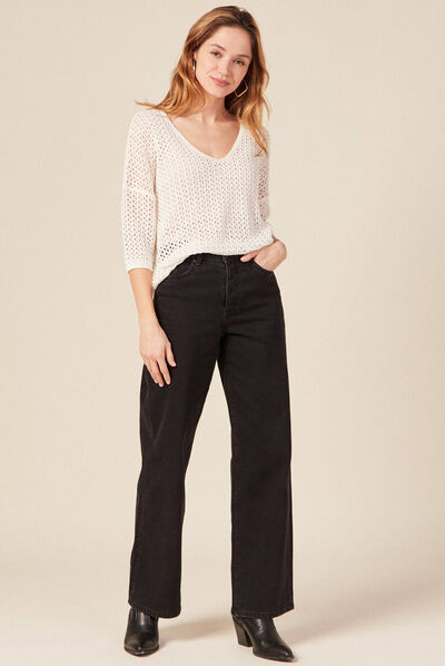 Jeans dad taille haute denim noir femme