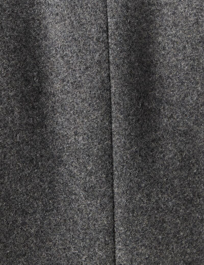 Manteau droit long col montant gris fonc&eacute; homme