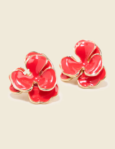 Boucles d'oreilles rouge fonc&eacute; femme