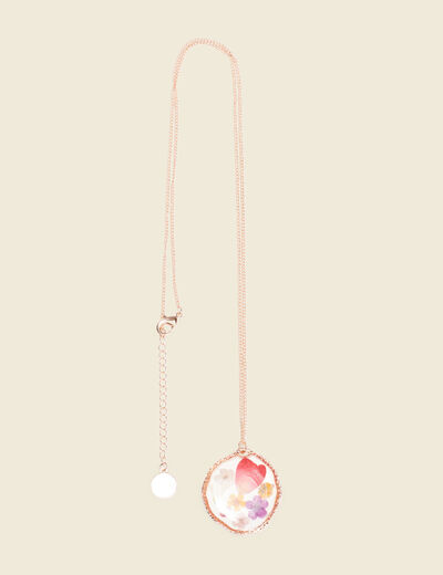 Collier pendentif résine couleur or femme