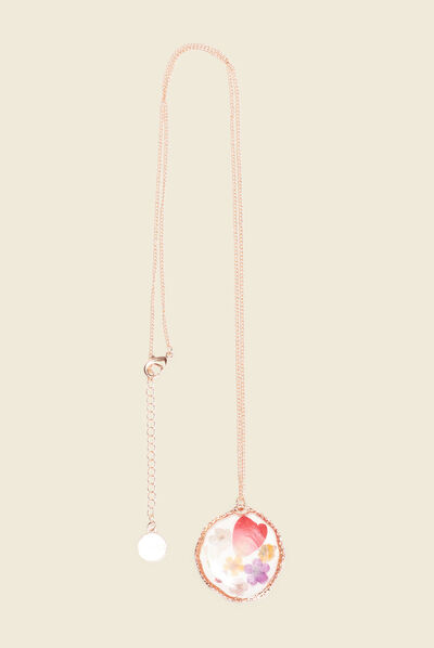Collier pendentif résine couleur or femme