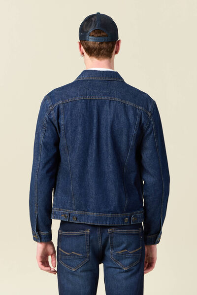 Veste droite en jean denim stone homme