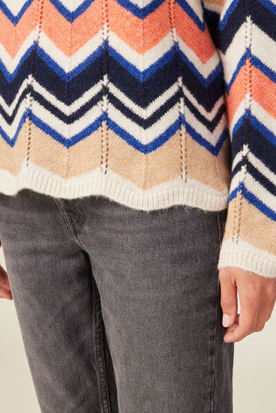 Pull manches longues bleu electrique femme