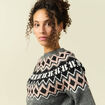 Pull col rond manches longues gris clair femme